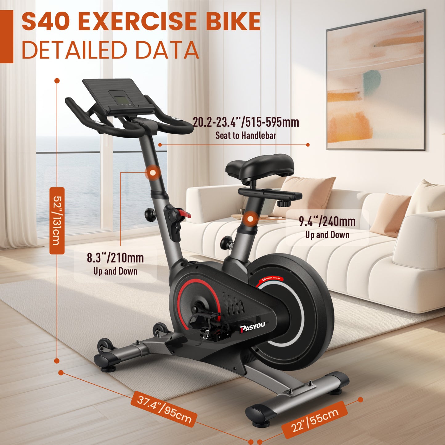 PASYOU S40 Magnetic Resistance Exercise Bike