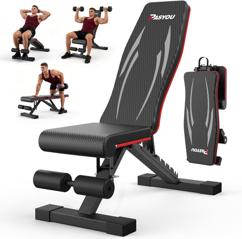 PASYOU PA350 Adjustable Workout Bench – Folds, Holds 660 lbs