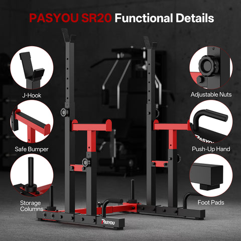 PASYOU SR20 Adjustable Squat & Bench Press Rack for Home Gym