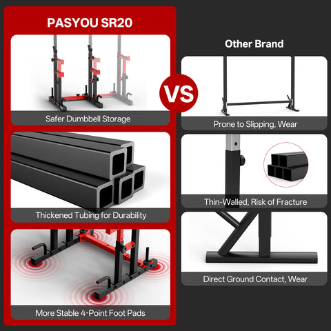 PASYOU SR20 Adjustable Squat & Bench Press Rack for Home Gym