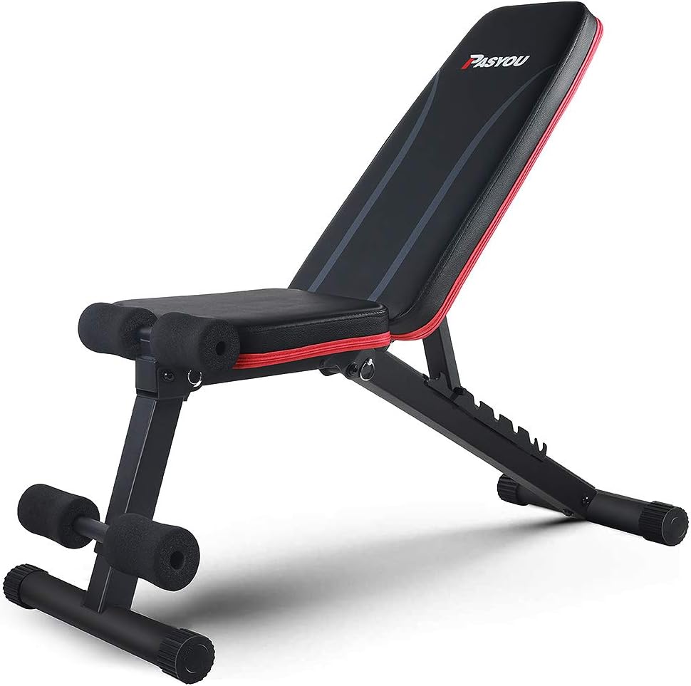 PASYOU PA300 Adjustable Weight Bench Full Body Workout Multi-Purpose Foldable Incline Decline Exercise Workout Bench for Home Gym