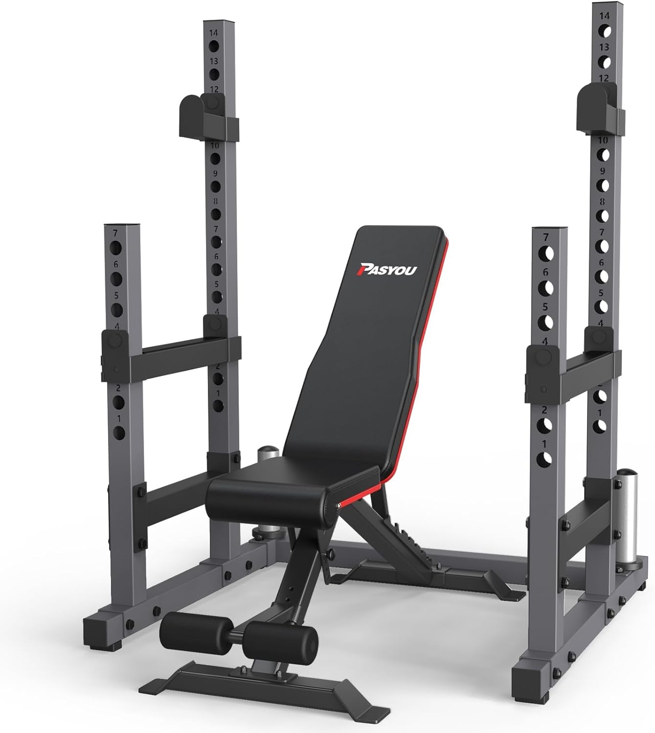 PASYOU SR30 Squat Rack for Home Gym with Max Load 1800 lbs for Bumpers and 600 lbs for J Hooks