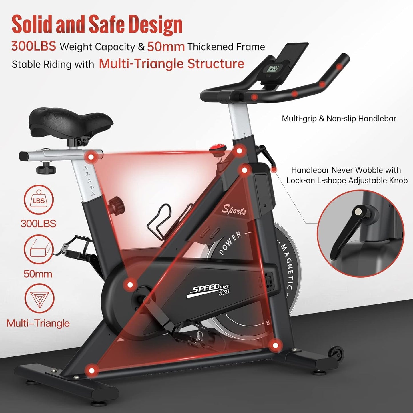 PASYOU S70 Exercise Bike Stationary Bike Indoor Cycling Bike Ultra-Silent Stationary Bikes for Home Magnetic Exercise Bikes for Home Indoor Bike with LCD Monitor iPad Holder Cycle Bikes for Exercise