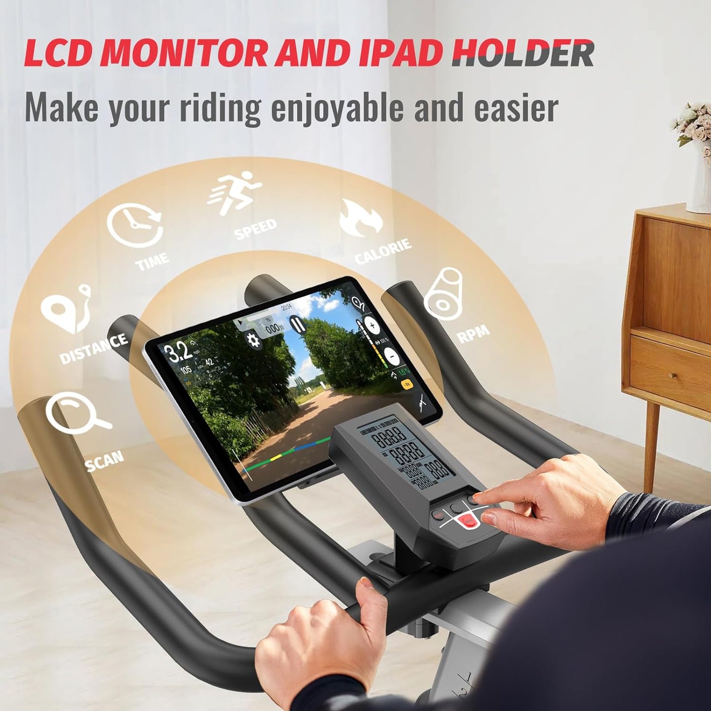 PASYOU S70 Exercise Bike Stationary Bike Indoor Cycling Bike Ultra-Silent Stationary Bikes for Home Magnetic Exercise Bikes for Home Indoor Bike with LCD Monitor iPad Holder Cycle Bikes for Exercise