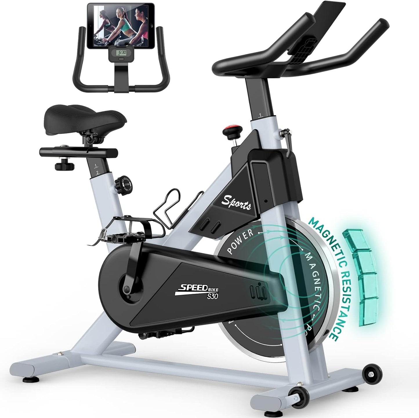 PASYOU S70 Exercise Bike Stationary Bike Indoor Cycling Bike Ultra-Silent Stationary Bikes for Home Magnetic Exercise Bikes for Home Indoor Bike with LCD Monitor iPad Holder Cycle Bikes for Exercise