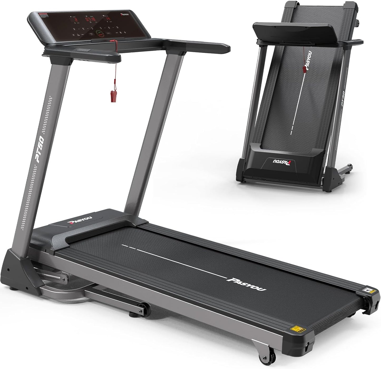 PASYOU PT50 Treadmill with Incline - Foldable Treadmills for Home with 25 Preset Programs, Heart Rate Monitor, with Bluetooth Connectivity Plus 44 Days Free Kinomap Membership