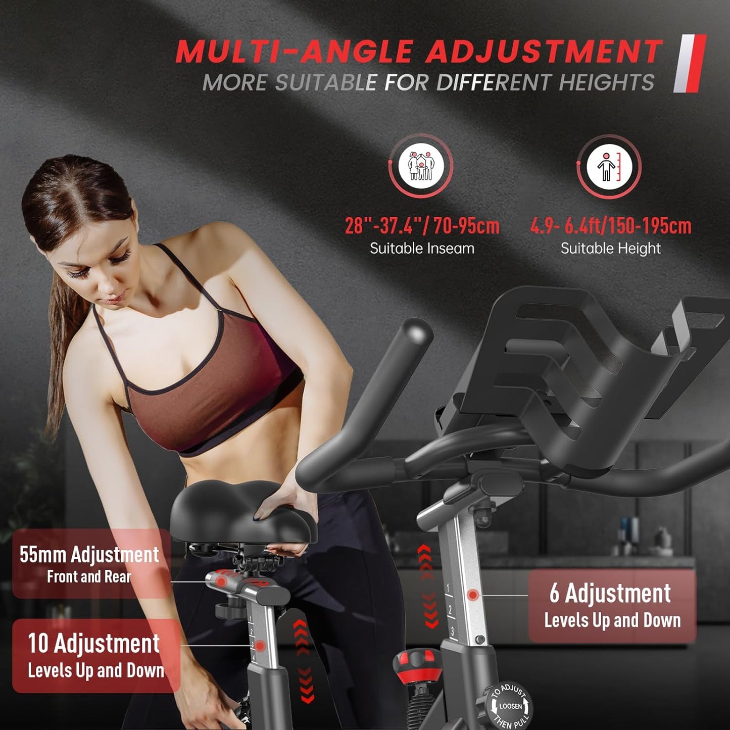 PASYOU S70 Exercise Bike Stationary Bike Indoor Cycling Bike Ultra-Silent Stationary Bikes for Home Magnetic Exercise Bikes for Home Indoor Bike with LCD Monitor iPad Holder Cycle Bikes for Exercise