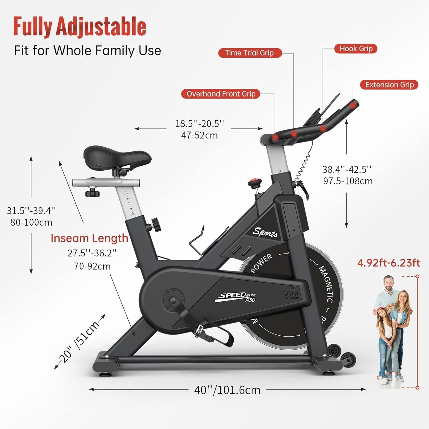 PASYOU S70 Exercise Bike Stationary Bike Indoor Cycling Bike Ultra-Silent Stationary Bikes for Home Magnetic Exercise Bikes for Home Indoor Bike with LCD Monitor iPad Holder Cycle Bikes for Exercise