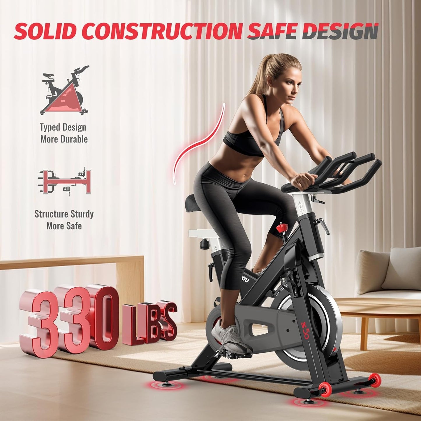 PASYOU S70 Exercise Bike Stationary Bike Indoor Cycling Bike Ultra-Silent Stationary Bikes for Home Magnetic Exercise Bikes for Home Indoor Bike with LCD Monitor iPad Holder Cycle Bikes for Exercise