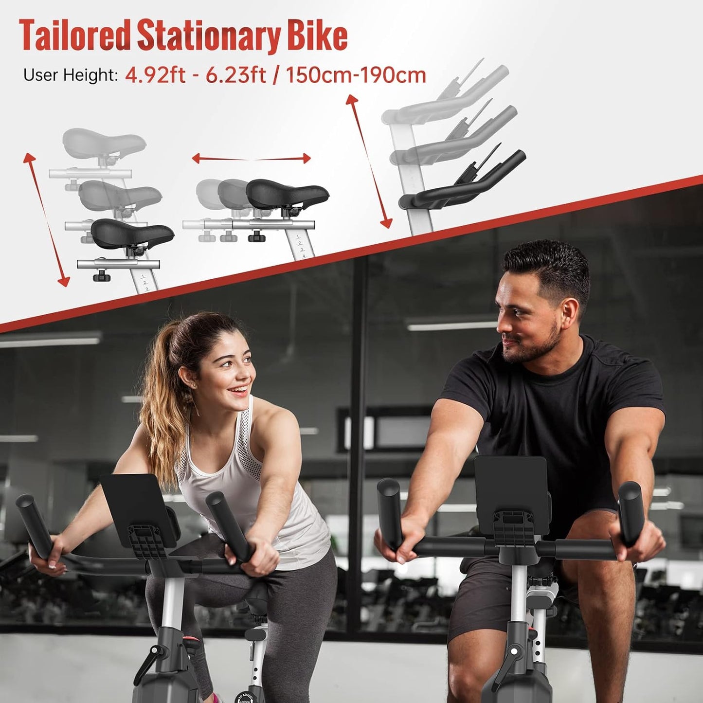 PASYOU S70 Exercise Bike Stationary Bike Indoor Cycling Bike Ultra-Silent Stationary Bikes for Home Magnetic Exercise Bikes for Home Indoor Bike with LCD Monitor iPad Holder Cycle Bikes for Exercise